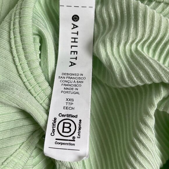 ATHLETA Tank Womens XXS Celery Green Ribbed Sleeveless Athletic Top Stretch - Picture 7 of 8